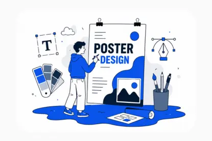 Digital marketer at our digital marketing agency in Malappuram creating posters and graphic designs for businesses.