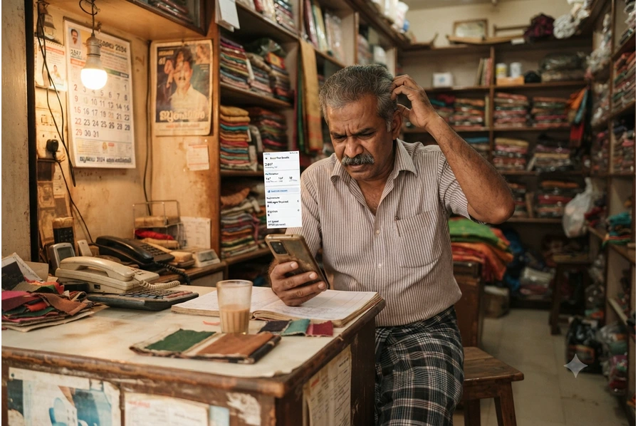 Business owner in Kerala looking at boosted Facebook post results with high reach but zero customer enquiries